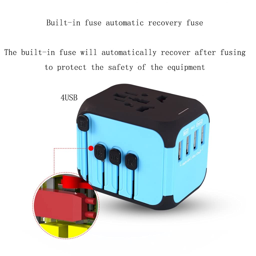 Convertidor Internacional Plug, 3 USB Trabajo Universal de Puertos for 224 países, Adaptador Universal Mundial de 100-240 voltios. (Color : B, tamaño : 6.5 * 5.5 * 5.6cm)
