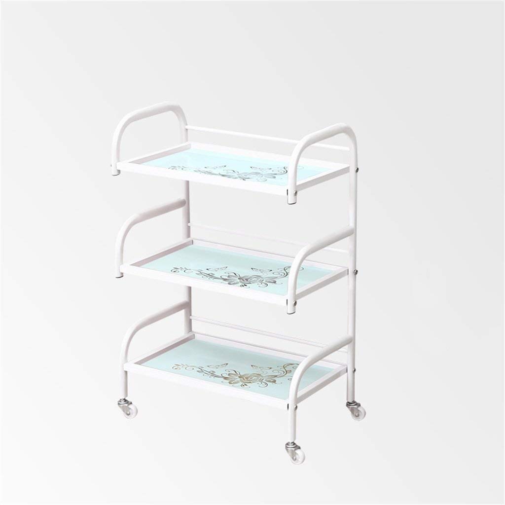 Carrello multiuso a 3 ripiani con ripiani in vetro, carrello portaoggetti multifunzione per salone, ufficio, cucina