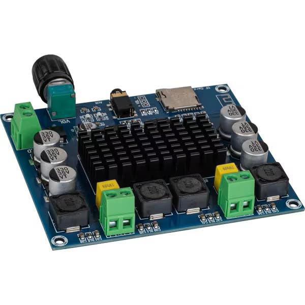 2 x 100W Bluetooth 5.0 TDA7498 Amplifier Board with Micro SD Card Reader 12 to 30 VDC