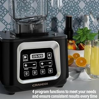 CRANDDI Commercial Smart Smoothie Blender - 2200W High-Power Professional Blender for Smoothies & More, 4 Pre-Set Programs, Quiet Blender with Removable Shield, 52oz Jar, 120V, K80TS