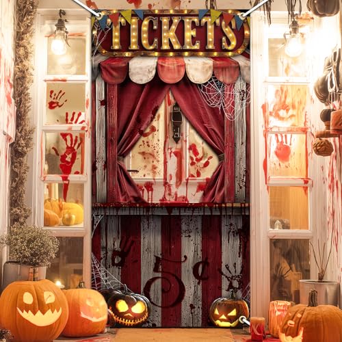 Lecheme Halloween Evil Circus Door Cover Creepy Carnival Party Decorations - image 2