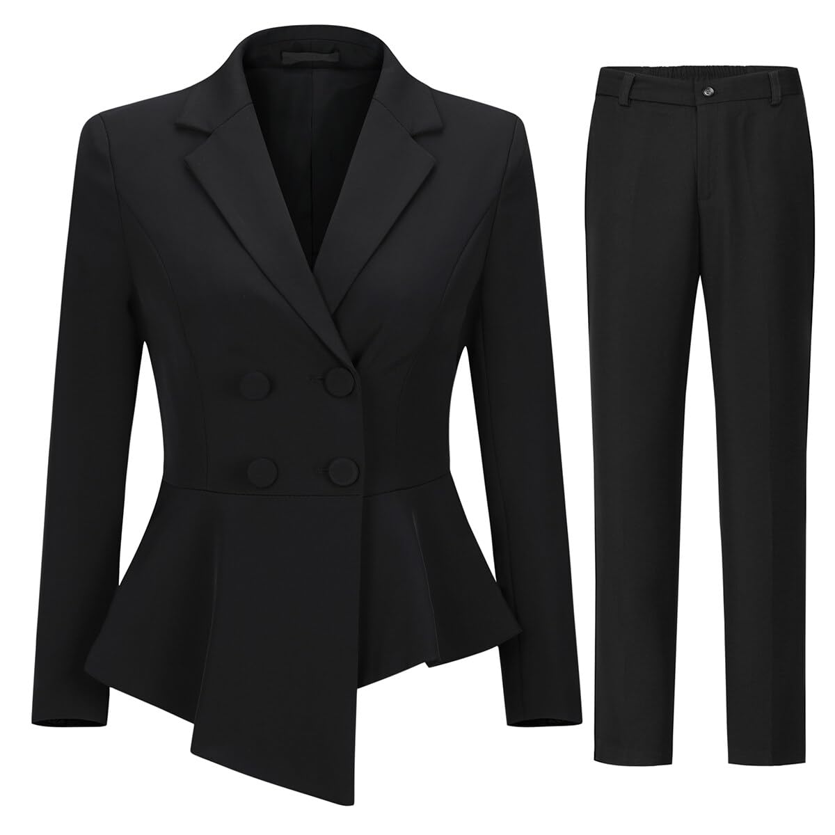 YUNCLOS Women's Double Breasted 2 Piece Suit Set 2 Button Blazer Jacket and Pants