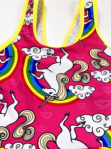 Girls One Piece Rainbow Unicorn Swimsuit Stars Print Swimwear Bathing Suit4
