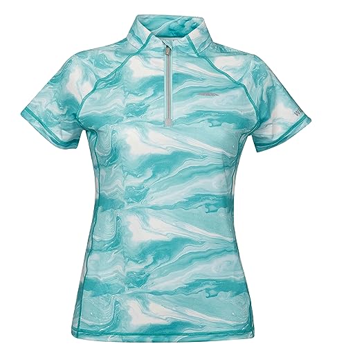 Weatherbeeta Ruby Printed Short Sleeve Top, Turquoise Swirl Marble Print, Ladies XS