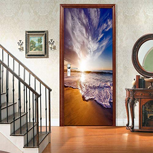 workid 3D Türtapete Türfolie selbstklebend TürPoster PVC Türaufkleber Fototapeten-Sandige Strände 77x200