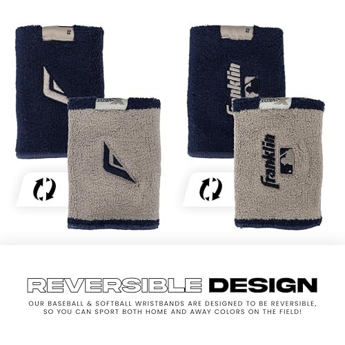 Franklin Sports X-Vent Baseball + Softball Wristbands - Navy + Gray - image 3