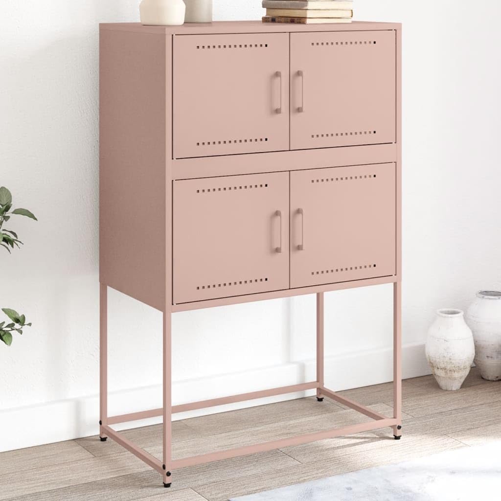 Homgoday Armoire de sol Mobilier de bureau, Buffet rose 68,5 x 38,5 x 107 cm en acier, meuble buffet, table de chevet, chambre à coucher, buffet pour chambre à coucher, modèle Model846483