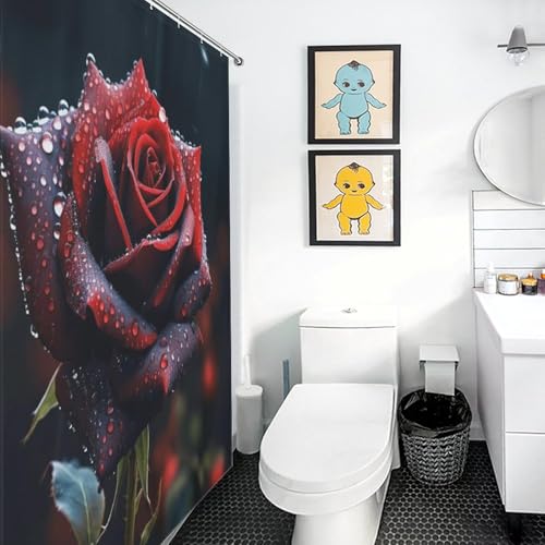 Rideau de douche rose rideau de bain polyester imperméable lavable 183x183 - 3