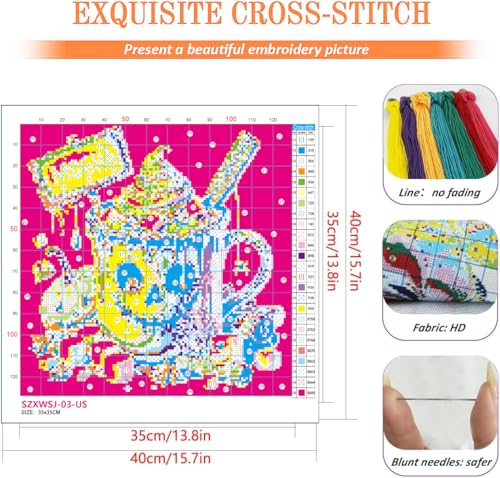 Image of KYOQFVN Halloween Counted Cross Stitch Kits for Adults, 11CT Stamped Cross Stitch Kits for Beginners, Needlepoint Cross-Stitch Horror Patterns Embroidery Kits Arts and Crafts for Home Decor 14x14 Inch