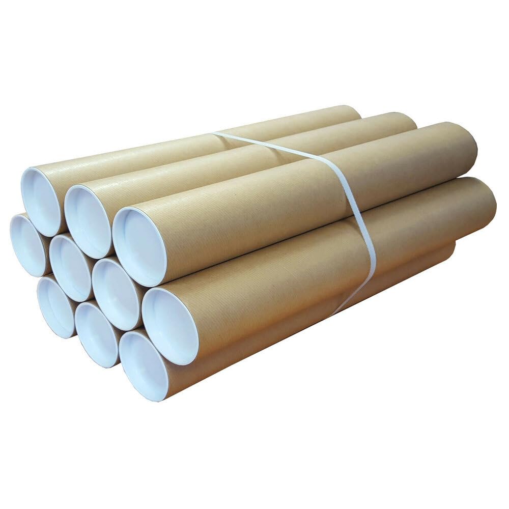 Schott Packaging 200x A2 Postal Tubes with End Caps (460x50mm | 18x2inch) - Cardboard Tube Mailers for Packing, Storing & Shipping Posters, Charts, Blueprints, Maps, Artwork & Other Rolled Documents