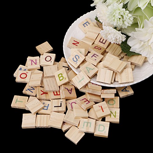 100 fichas de madera con letras y números coloridos miniatura 3