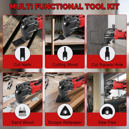 Cordless Oscillating Multi-Tool for Milwaukee M18 18V Battery, Brushless Motor, Oscillating Multi Kit for Cutting Wood Drywall Nails Remove Grout & Sanding, Bare Unit - Image 3