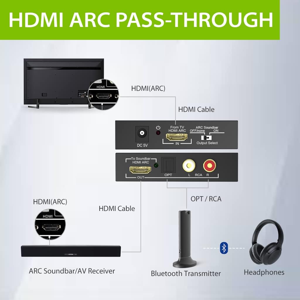 avantree opera hax05 bundle hdmi arc audio adapter wireless headphones for tv watching with transmittercharging stand 2 in 1 arc pass through