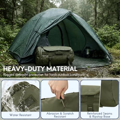 Image of Haimont Heavy Duty Convertible Travel Duffel Backpack, Army Green, 45L