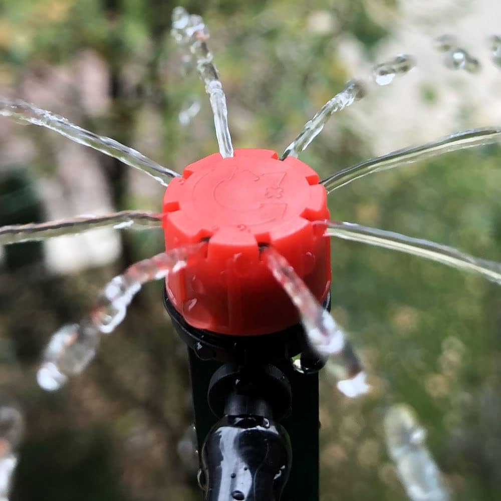 Set fo 80 Drip Emitter Water Flow Micro Bubbler Sprinkler 360-degree 8-Hole Adjustable Dripper for Irrigation System for 1/4" Tube for Garden, Patio, Lawn, Flower Bed (Mixed Color)