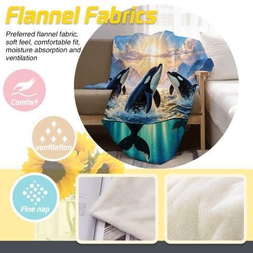 Couverture Polaire 240 x 260 cm Dauphin Bleu, Couverture Canapé Grande Taille Usage Multiple comme Couette d'Appoint, Assure Une Protection Contre Le Froid, AQ8886