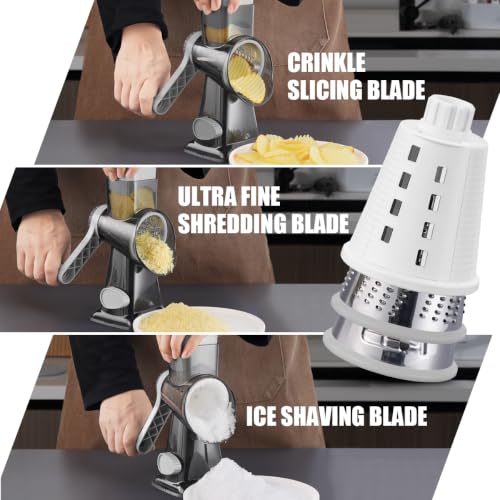Rotary Cheese Grater, Hand Crank Shredder Slicer, Snow Cone Maker - Image 2