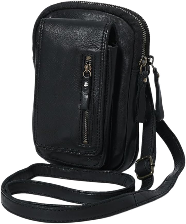 Spaghetti Western Swc210Blk Sling Vintage Handmade Drum Dyed Genuine European Cowhide Leather Women Bag Western Handbag Purse
