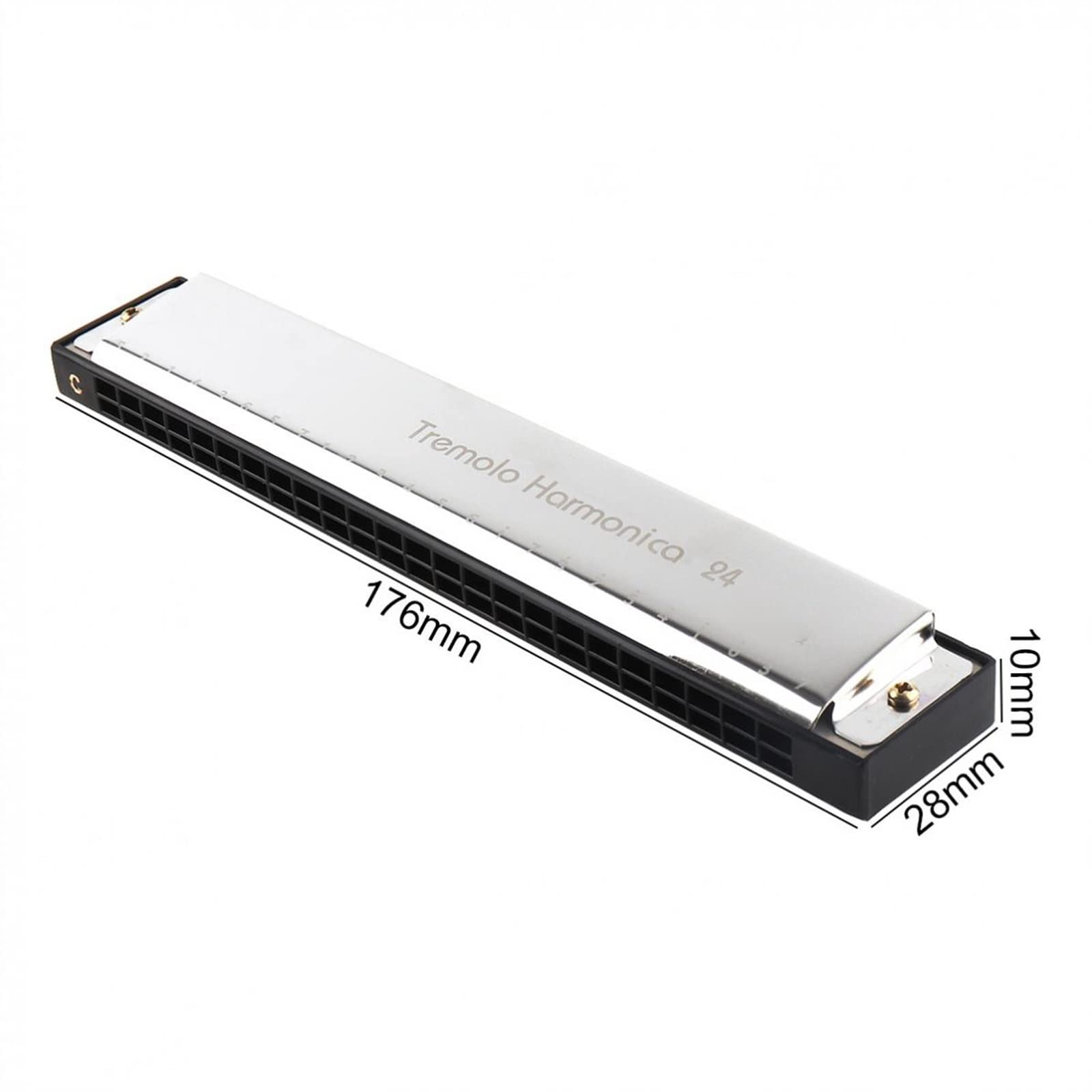 Standard Mundharmonikas Silber 24 Löcher Titan Mundharmonika Tremolo Tone Key C Mundharmonika Musikinstrumente Für Anfänger