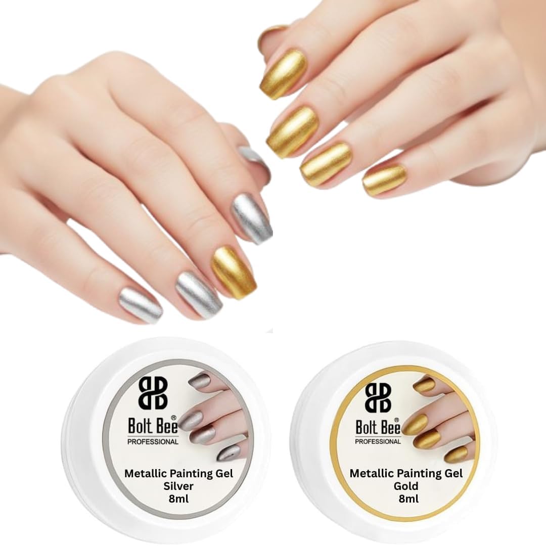 Chrome Gel Nail Polish Set, Metallic Gold and silver , 3D Mirror Effect, UV/LED Soak Off, Nail Art.-image-41