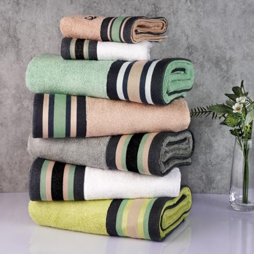 Image of United Colors of Benetton Bamboo Cotton Hand Towels Pack of 2, 600 GSM Super Soft & Absorbent, 60 x 40 cm, Soft Quick-Dry Bathroom Towels for Bathroom /Kitchen (Black & White)