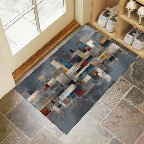 Alfombrilla antideslizante casa rectangular gris de gran tamanio 2