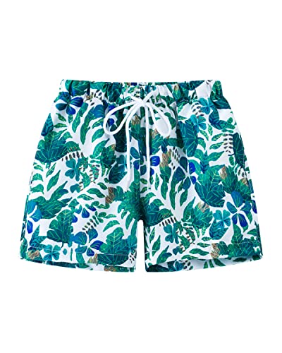 Fedpop Board Shorts Boys Beach Shorts Swim Board Shorts Toddler Bathing Suits Upf 50+ Elastic Waist Swim Trunks 4T Green Leaf #TOP18
