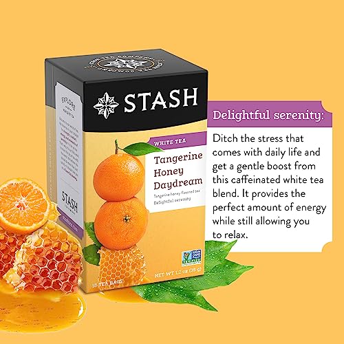 Image of Stash Tea Tangerine Honey Daydream White Tea - Caffeinated, Non-GMO Project Verified Premium Tea with No Artificial Ingredients, 18 Count (Pack of 6) - 108 Bags Total