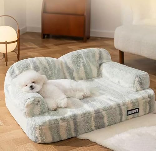 HZYSHH ドッグベッド 犬ベッドハイエンド背もたれドッグベッド、枕付き 洗えるラテックスソファペットソファベッド 大型犬用にデザインされたドッグベッド 豊富なサイズ展開,中型、大型犬用ベッド ペットに適していますペットマット猫ベッド (ソファー2, S