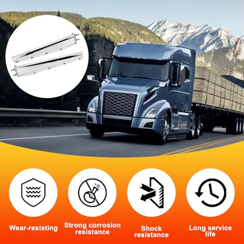 Image of Stainless Steel Straight Spring Loaded Mud Flap Hanger Set 1-1 /8 inch Bolt Spacing 30 inch Length for Semi Trucks, 1-1 /8 inch Bolt, 2 pcs, Silver