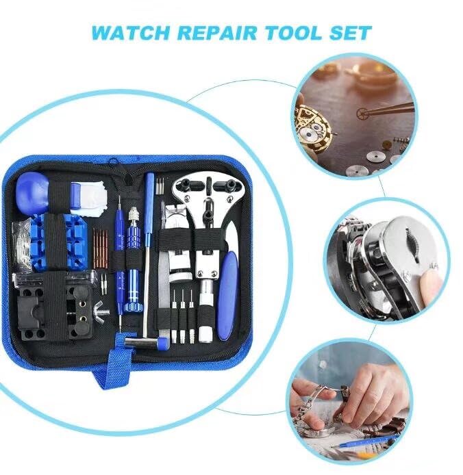185 Pezzi/Set Kit di Strumenti per la Riparazione di Apri-Orologi, Coltello, cacciavite, Martello, Set di Maglie per Cinturini da orologiaio, Accessorio per orologiaio
