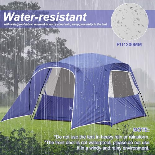 Image of Vidalido 3-4 Person Tent with 1 Mesh Door and 2 Large Mesh Window, Double Layer Waterproof Portable Family Cabin Tent, 4 Person Tents for Outdoor Camping Hiking