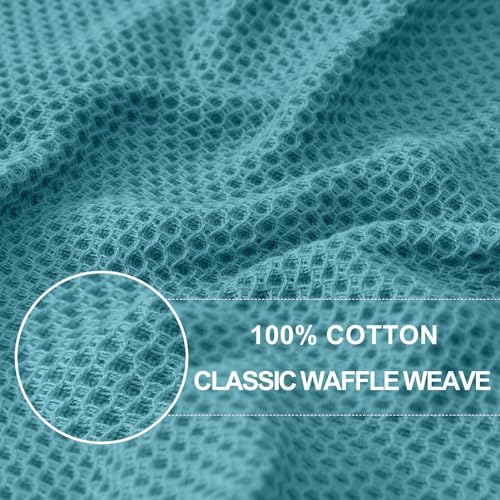 Image of Homaxy 100% Cotton Waffle Weave Kitchen Dish Cloths, Ultra Soft Absorbent Quick Drying Dish Towels, 12 x 12 Inches, 8-Pack, Lake Blue