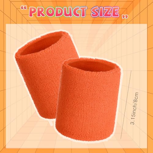 Image of WILLBOND 8 Pack Wrist Sweatbands Sports Wristbands Tennis Sweatbands Neon 80s Thick Cotton Gymnastics Sweat Band Athletic Football Soccer Sports Wristband for Men Women Party