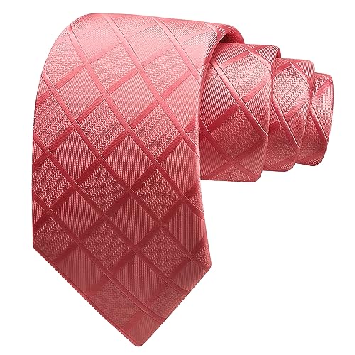 Image of GUSLESON 3.15 inch(8cm) Mens Tie and Lapel Pin Plaid Checkered Necktie Hankerchief Cufflinks Set for Men