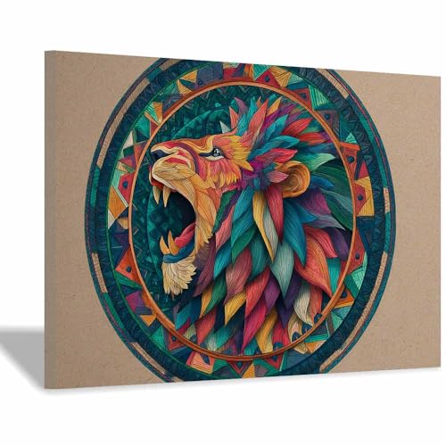 Toile lion abstrait colorée 40x60cm : la solution pour réveiller un mur blanc