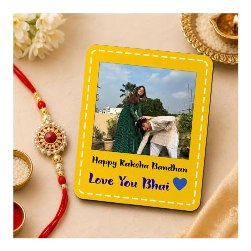 Image of PRINT BHARAT Rakhi for Brother with Coaster, Kumkum & Chawal | Traditional Beaded Thread Rakhi with Royal Kalai Thread | Raksha Bandhan Gift Hamper