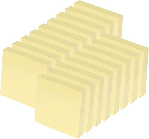 Paquete de 24 blocs de notas adhesivas amarillas, 3 x 3 pulgadas, 2400 almohadillas autoadhesivas fuertes, extracción limpia, fácil de publicar
