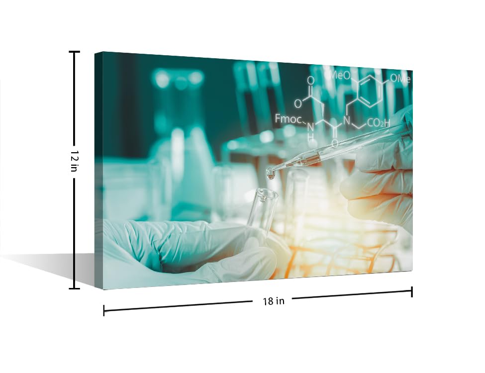 Image of 1 Panel Medical Wall Decor Poster Laboratory Wall Decor for Bedroom Scientist Hand Holding Test Tubes Laboratory Research Giclee Wooden Framed Gallery-Wrapped Ready to Hang (12 inch Wx18 H)