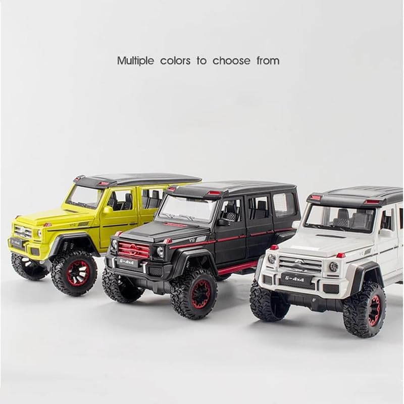 Image of Kids Model 1:24 AMG 4X4 Die Cast Metal Car Pull Back Action Opening Doors with Realistic Engine Sound Lights Toy Car Gift for Boys - Green