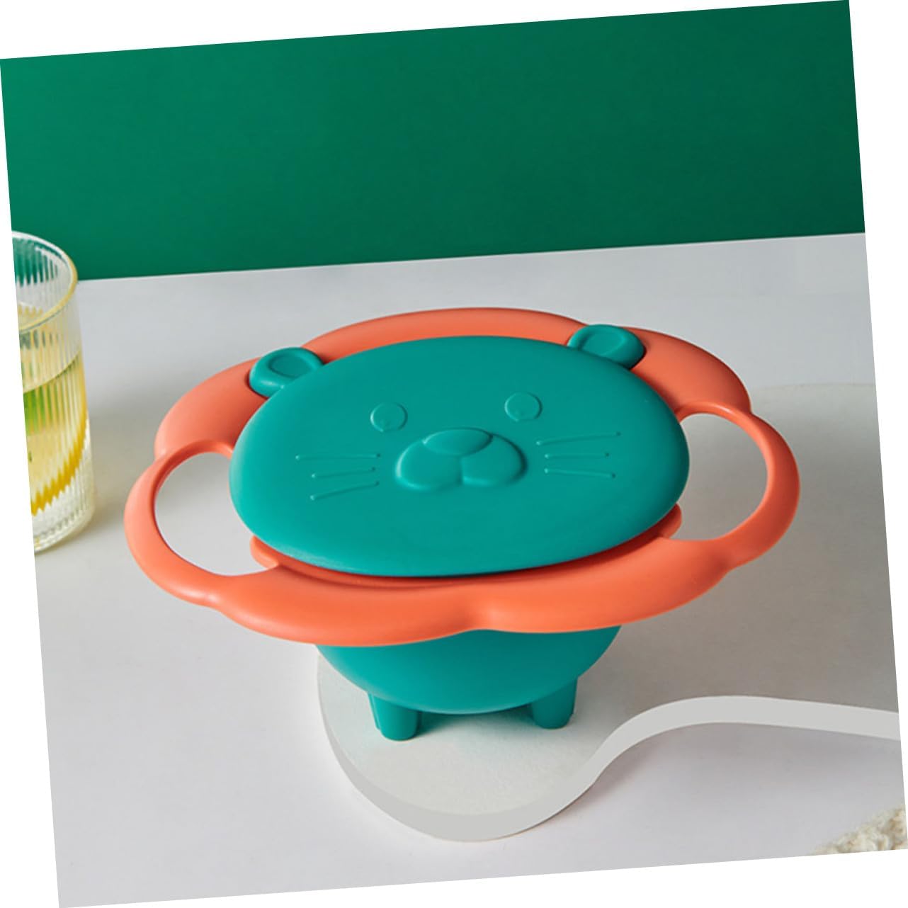 Rotary Balance Bowl for Rotating Feeding Bowl with Smooth Rounded Edges Cartoon Design Safe for Self-feeding and Home Use