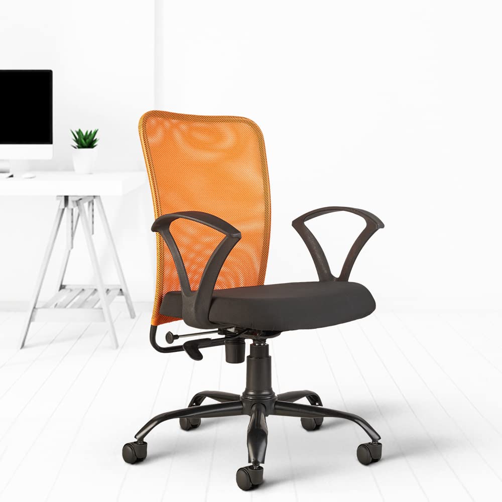 CELLBELL© Calisto C83 Mesh Mid-Back Ergonomic Office Chair/Revolving Chair/Computer Chair for Work from Home/Study Chair Metal Base Backrest Adjustable Chair [Orange] (B09WRFW6B8) Amazon Price History, Amazon Price Tracker