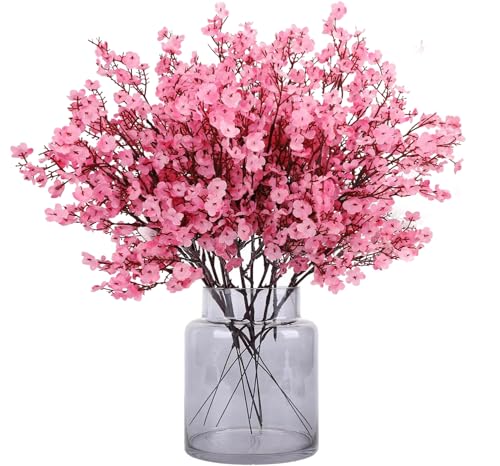 N&T NIETING Schleierkraut Künstlich Blumen, 12 Stück Schleierkraut Künstlich Gypsophila Blumen für DIY Hochzeit Blumenstrauß Party Tisch Centerpieces Blumenarrangements und Home Dekoration(Rosa)