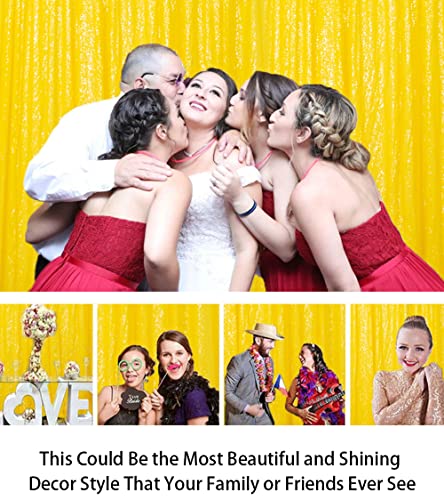 4Ftx6Ft-Sequin Backdrop, Shimmer Backdrop Sequin Photo Booth Backdrop Sequin Photography Sequin Backdrop Curtain For Parties Xmas Decor (4Ftx6Ft, Yellow) #TOP5
