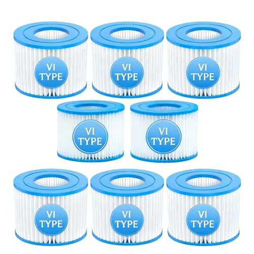 8 Pack Type VI Hot Tub Filter Cartridge,Compatible with Coleman Saluspa 90352E 58323 Lay-z-spa BESTWAY VI Swimming Pools Pump,Funsicle Pool Filters,for Above Ground Summer Waves Pool