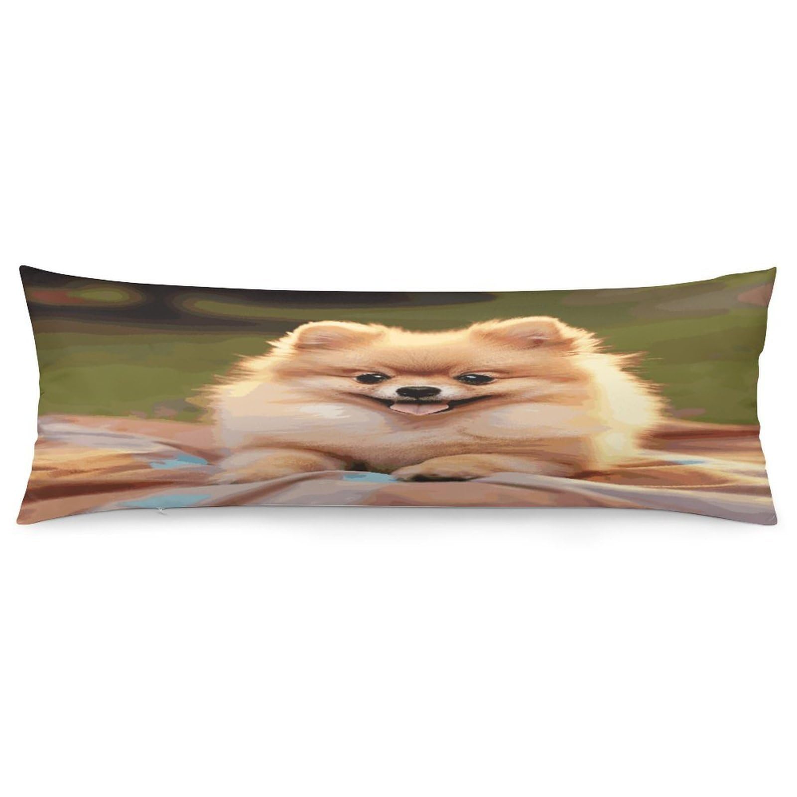 Short-haired Pomeranian Pillowcase Decorative Long Body Pillow Case Soft Breathable Body Pillow Cover Modern Large Pillowcase Cute Body Pillow Pillowcases for Bedroom Couch 18.9 X 53 Inch
