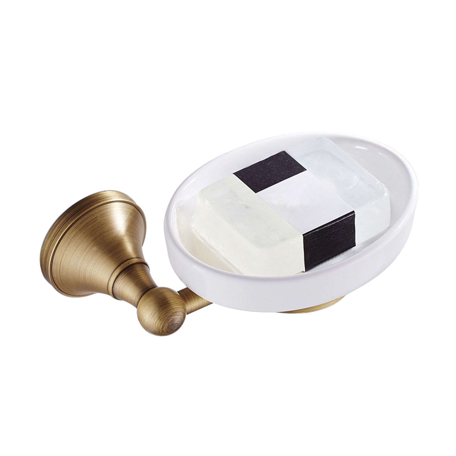 Wall Mount Soap Brass Soap Holder With Ceramic Dish Wall Mounted Oval(Oval)