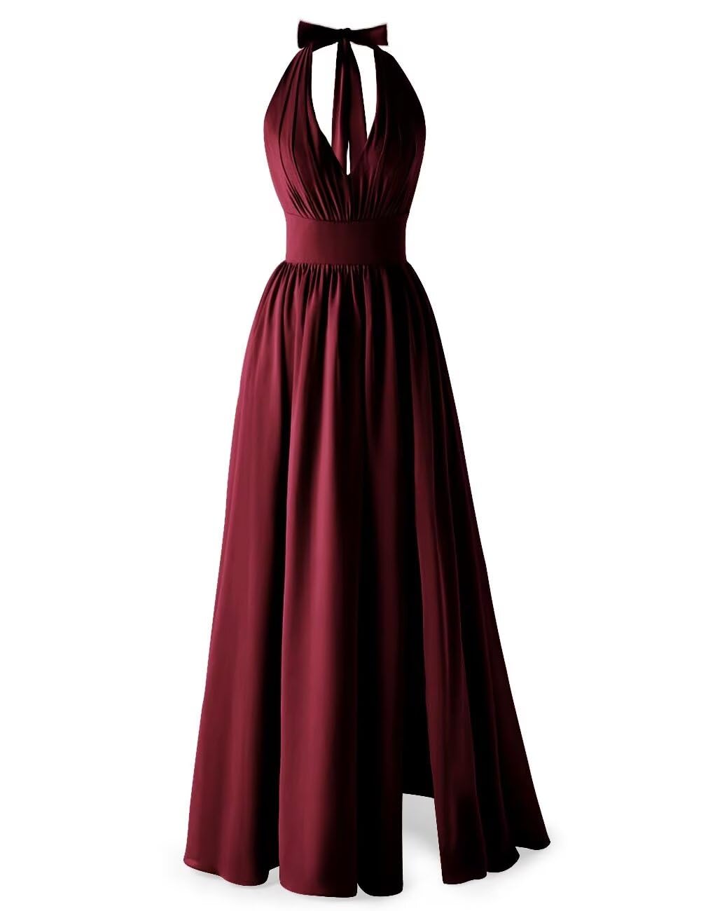 GARDOM Plunging Neck Chiffon Formal Dresses for Women Long V Neck Evening Gowns Split Formal Bridesmaid Dresses Backless