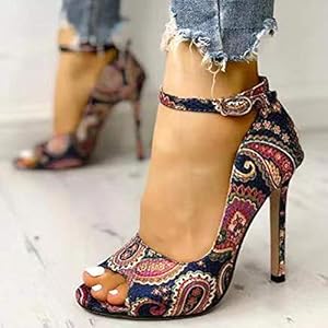 VFVFB Vrouwen hakken sandaal, vrouwen Peep Toe Slip-on hoge hak sandalen, Womens stiletto hoge hak enkelband sandalen…