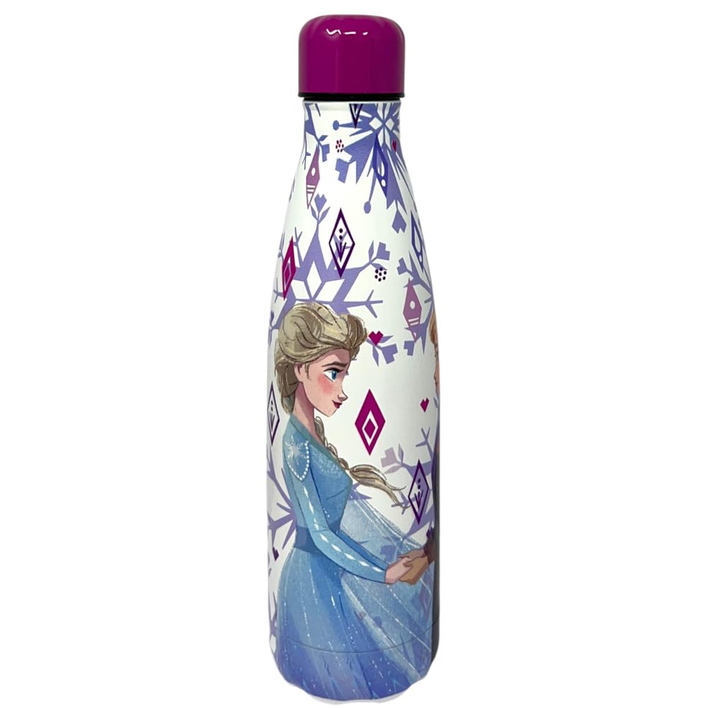 CARTOON Bottiglia termica in acciao inossidabile con tappo svitabile, borraccia termica in acciaio inox per bambini ragazzi, 500 ml (Frozen, bianco)